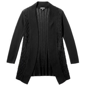 Axcess Pointelle Black Knit Cardigan